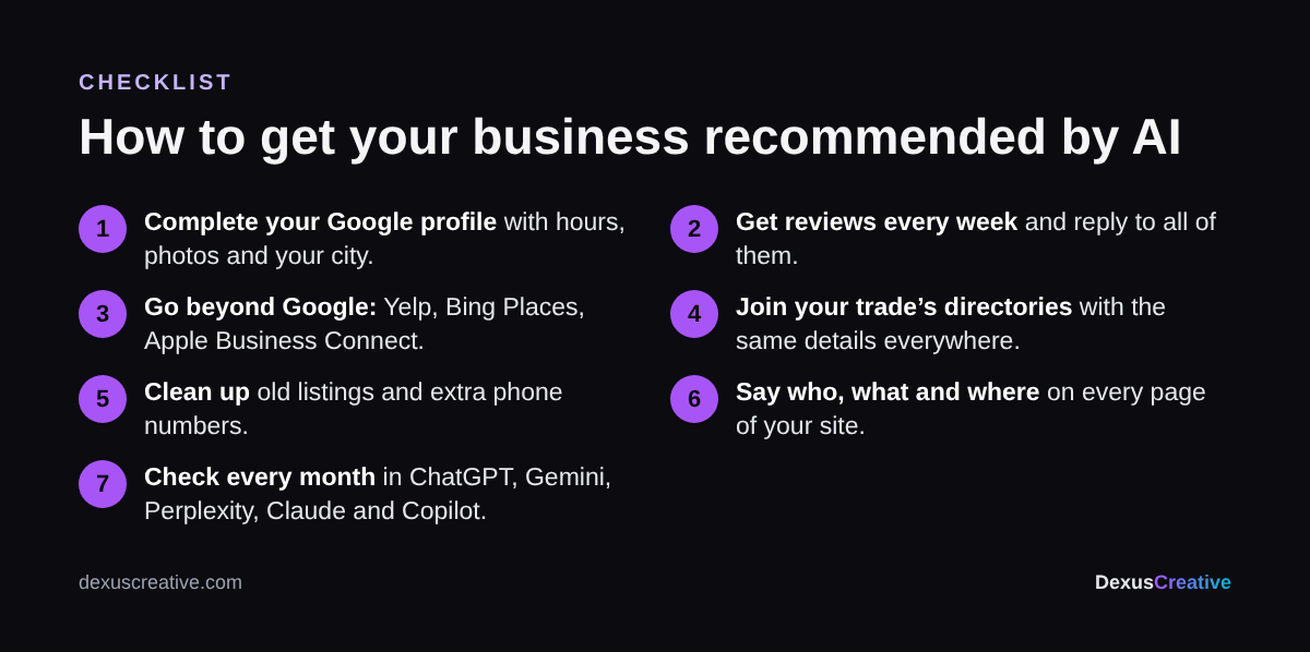 Checklist: how to get your business recommended by AI